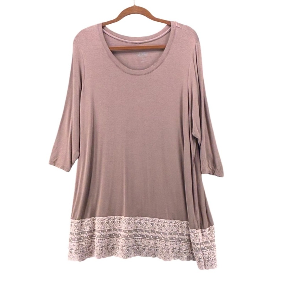 LOGO by Lori Goldstein Womens Tunic Size 2X Dark Bone Bohemian Relaxed Cottage